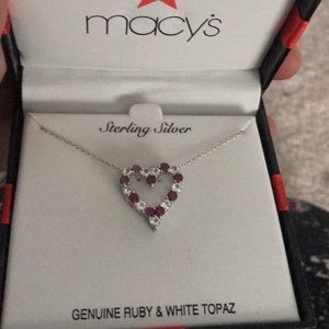Genuine Ruby topaz Heart necklace